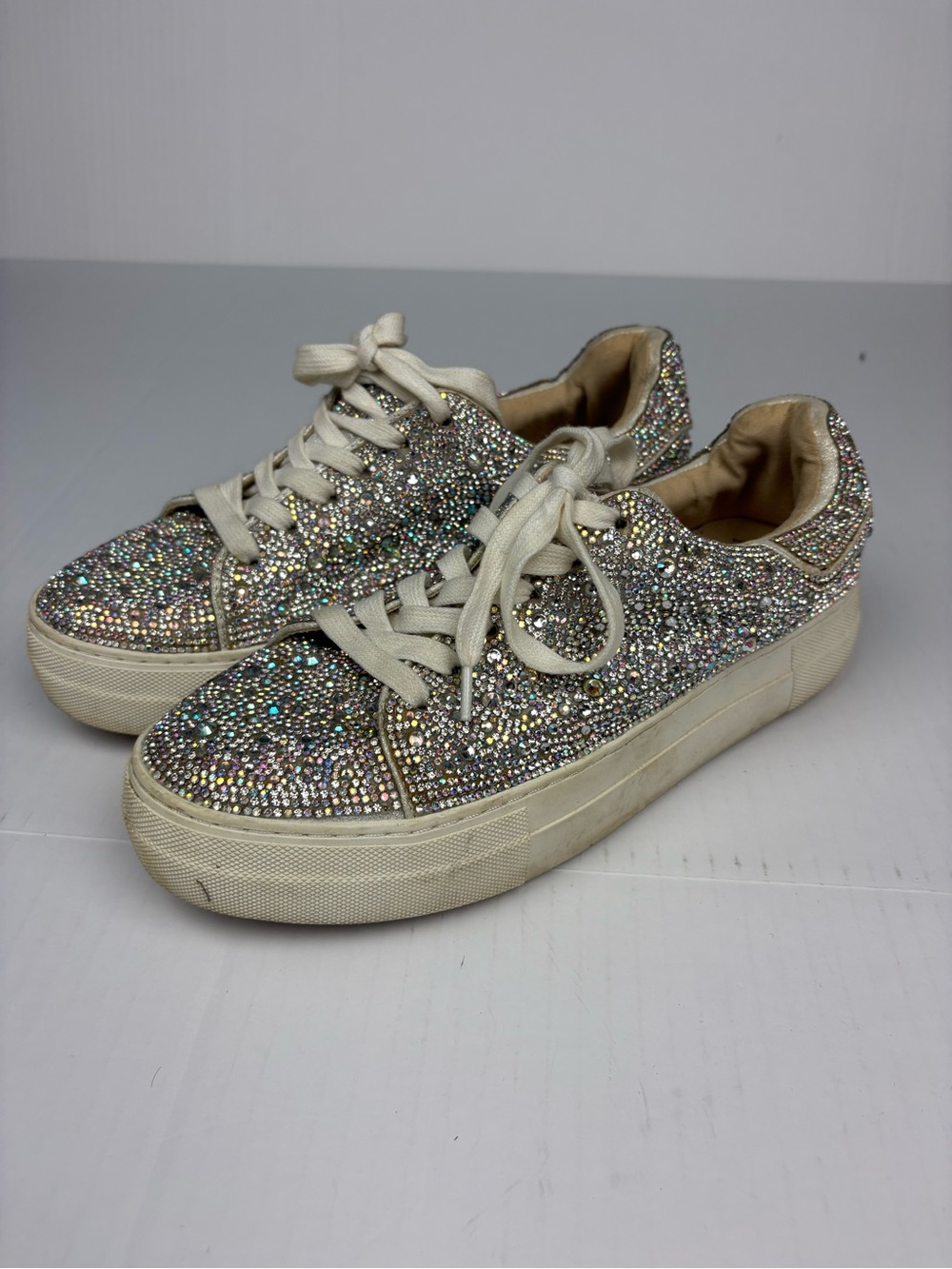 Betsy Johnson Sutton Women Size 9 Sneakers Rhinestone Lace Up Highwall Platform